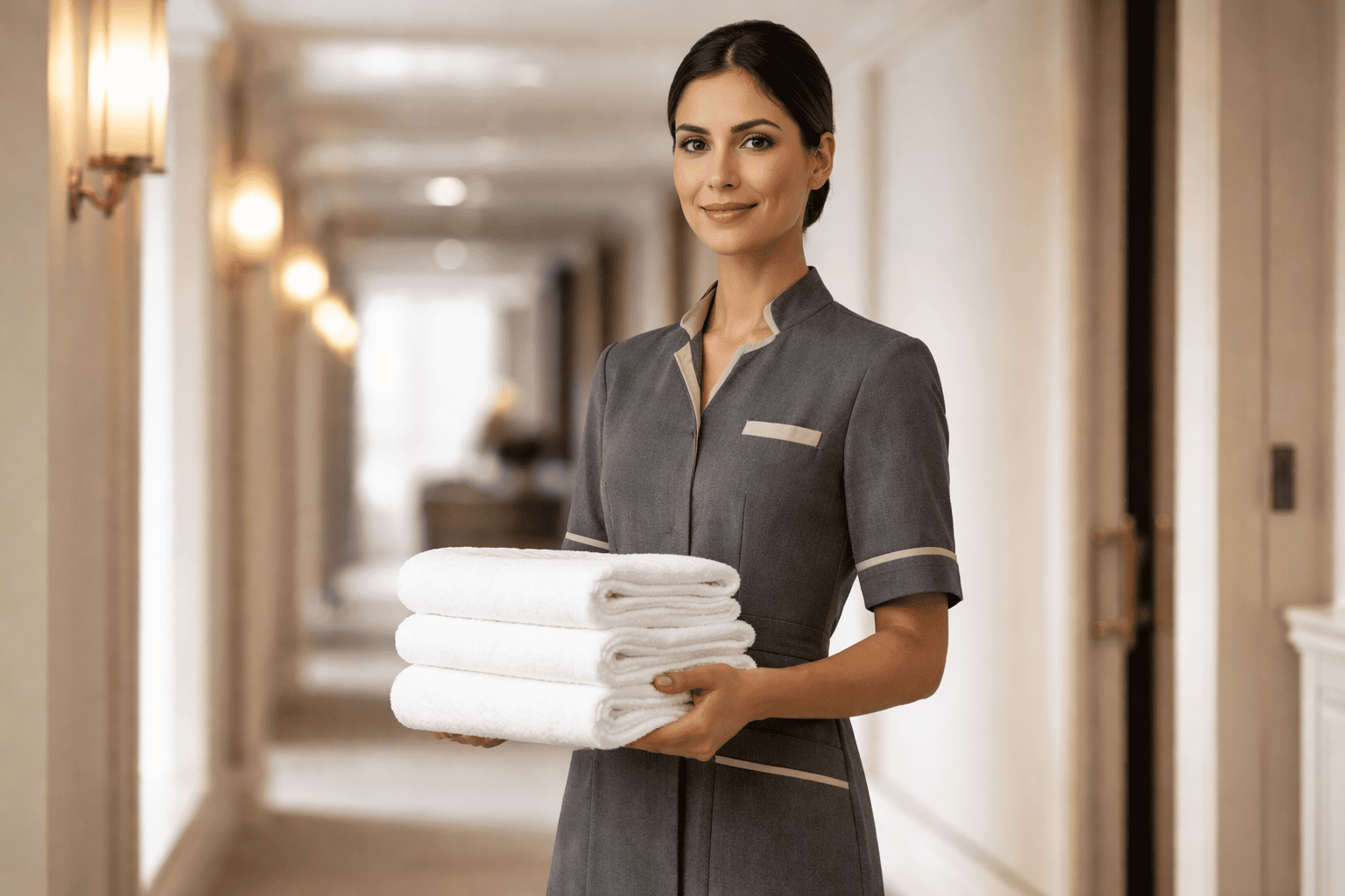 Uniforme para camareira de hotel